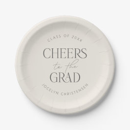 Cream Gray Personalized Cheers Grad Party Papieren Bordje