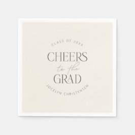 Cream Gray Personalized Cheers Grad Party Servet
