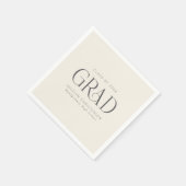 Cream Gray Personalized Minimalist Grad Party Servet (Hoek)