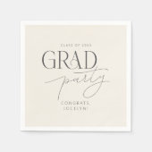 Cream Gray Personalized Minimalist Grad Party Servet (Voorkant)