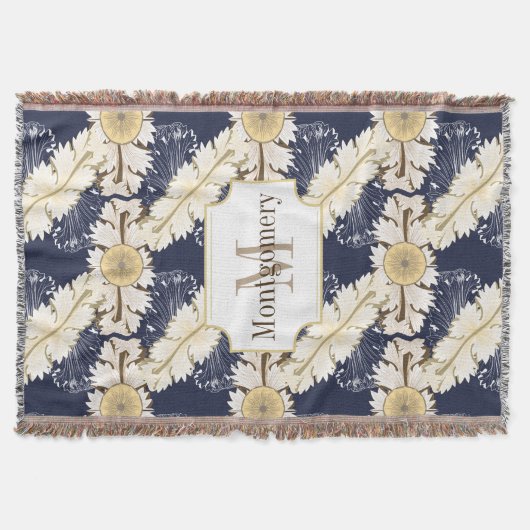 Cream Greek Acanthus verlaat familienaam Deken (Voorkant)