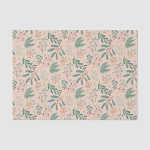 Cream Green Christmas Foliage Patroon Tissuepapier