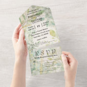 Cream Green Eucalyptus Botanical Minimalist All In One Uitnodiging (Afscheurbaar)