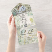 Cream Green Eucalyptus Botanical QR Code All In One Uitnodiging (Afscheurbaar)