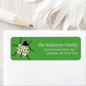 Cream & Green Ladybug d2 Cute Adresetiketten Etiket (Insitu)