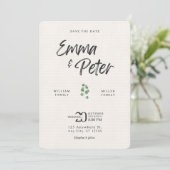 Cream Green Leafed Modern Save the Date Kaart (Staand voorkant)