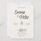Cream Green Leafed Modern Save the Date Kaart (Voorkant)