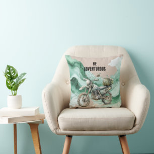Cream Green Motorfiet Avontuur Kussen
