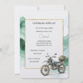 Cream Green Motorfiets Avontuur Verjaardag Kaart (Voorkant)