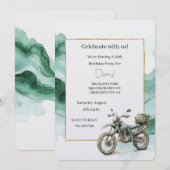 Cream Green Motorfiets Avontuur Verjaardag Kaart (Voorkant / Achterkant)