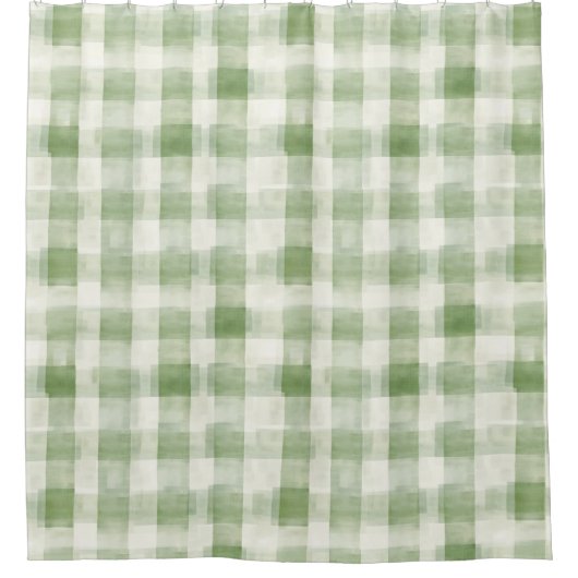 Cream Green Plaid   Douchegordijn (Voorkant)