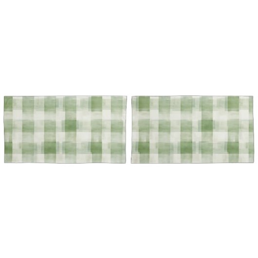 Cream Green Plaid Kussensloop (Voorkant-Set)