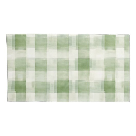 Cream Green Plaid   Kussensloop (Achterkant-Rechts)