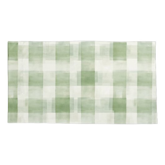 Cream Green Plaid Kussensloop (Achterkant-Links)