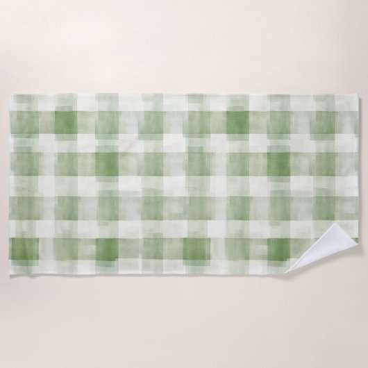 Cream Green Plaid   Strandlaken (Voorkant)