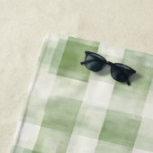 Cream Green Plaid   Strandlaken (In situ)