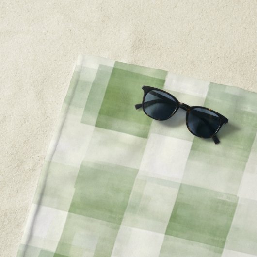 Cream Green Plaid   Strandlaken (In situ)