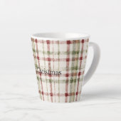 Cream Green Red Plaid Stripes Christmas  Latte Mok (Rechterhoek)