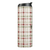 Cream Green Red Plaid Stripes Christmas  Thermosbeker (Gedraaid links)