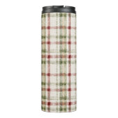 Cream Green Red Plaid Stripes Christmas  Thermosbeker (Achterkant)