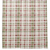 Cream Green Red Plaid Stripes Douchegordijn (Voorkant)