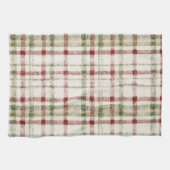 Cream Green Red Plaid Stripes  Theedoek (Horizontaal)