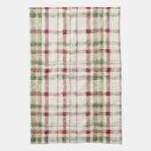 Cream Green Red Plaid Stripes  Theedoek (Verticaal)