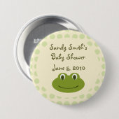 Cream & Green Stippen Frog Baby shower Button Favo (Voorkant /achterkant)