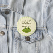 Cream & Green Stippen Frog Baby shower Button Favo (In situ)