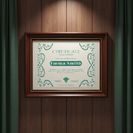 Cream & Green Vine Border Achievement Certificate