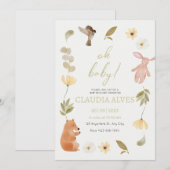 Cream Green Waterverf Baby shower Honoring Kaart (Voorkant / Achterkant)