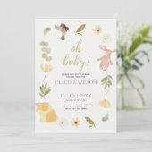 Cream Green Waterverf Baby shower Invitation Kaart (Staand voorkant)