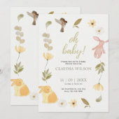 Cream Green Waterverf Baby shower Invitation Kaart (Voorkant / Achterkant)