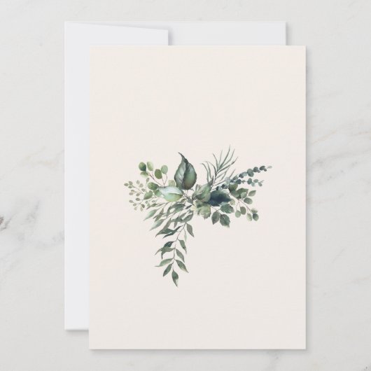 Cream Greenery bruiloft detail Kaart (Achterkant)