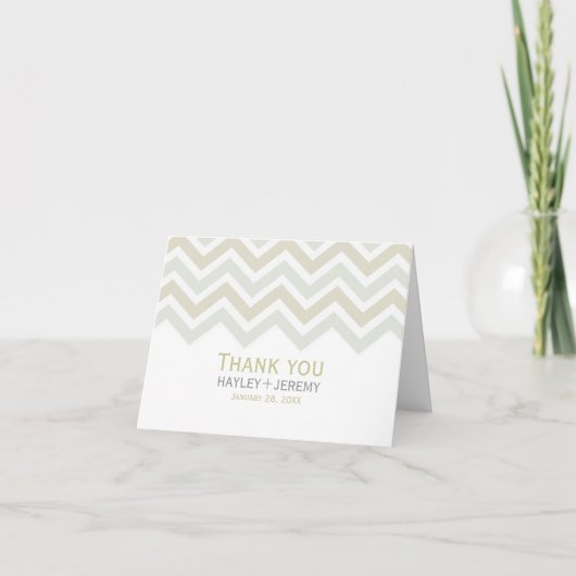 Cream & Grey Chevron Wedding Bedankt Card (Voorkant)