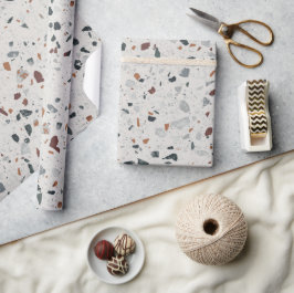 Cream Grey Modern Terrazzo Textielpatroon Cadeaupapier
