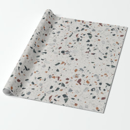 Cream Grey Modern Terrazzo Textielpatroon Cadeaupapier