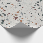 Cream Grey Modern Terrazzo Textielpatroon Cadeaupapier (Hoek)