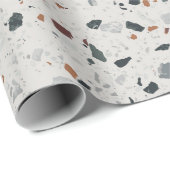 Cream Grey Modern Terrazzo Textielpatroon Cadeaupapier (Rol Hoek)
