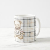 Cream Grey Plaid Stripes Teddy Bear Love Koffiemok (Voorkant rechts)