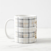 Cream Grey Plaid Stripes Teddy Bear Love Koffiemok (Links)