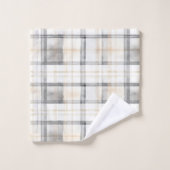 Cream Grey Yellow Plaid Stripes Bad Handdoek (Wasdoekje)