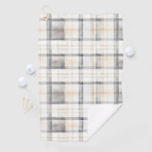 Cream Grey Yellow Plaid Stripes Golfhanddoek (Insitu)
