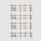 Cream Grey Yellow Plaid Stripes Golfhanddoek (Voorkant)