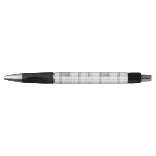 Cream Grey Yellow Plaid Stripes Pen (Voorkant)