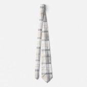 Cream Grey Yellow Plaid Stripes Stropdas (Achterkant)