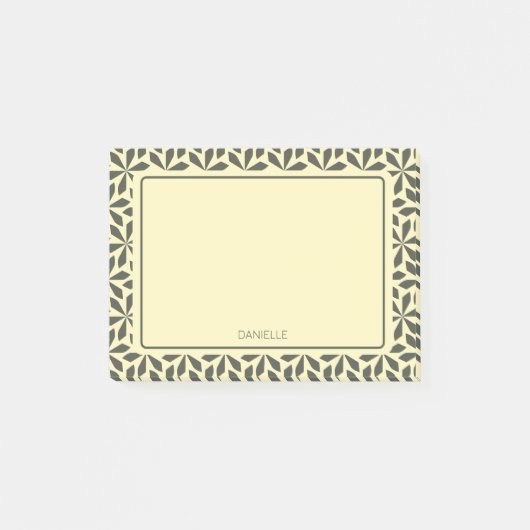 Cream grijs bloemenmotief post-it® notes (Voorkant)