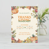 Cream Groen en Sinaasappel Modern Thanksgiving Din Kaart (Staand voorkant)
