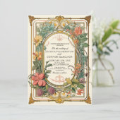 Cream Groene  Bloemenbruiloft Kaart (Staand voorkant)