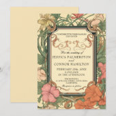 Cream Groene  Bloemenbruiloft Kaart (Voorkant / Achterkant)